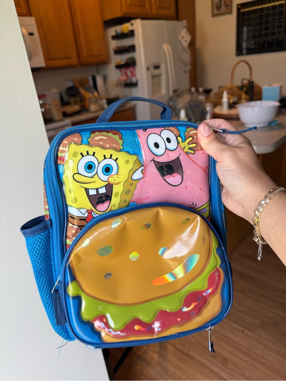 SpongeBob SquarePants Blue & Pink Kids Lunch Bag with Burger Pocket